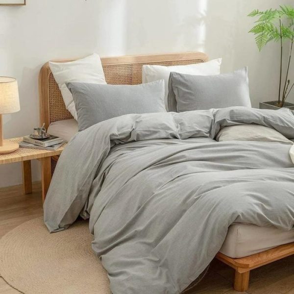 Bedding | 100% Cotton Duvet Cover Set – Light Gray, Twin US Bedding Bedding