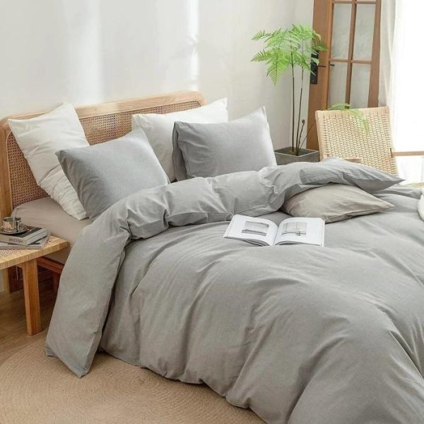 Bedding | 100% Cotton Duvet Cover Set – Light Gray, Twin US Bedding Bedding