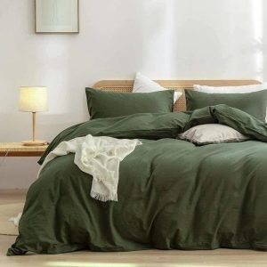 Bedding | 100% Cotton Duvet Cover Set – Moss Green, Twin US Bedding Bedding