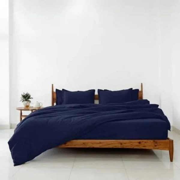 Bedding | 100% Cotton Satin Stripe 210 Tc Duvet Cover Set – Navy Blue, Twin US Bedding Bedding