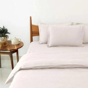 Bedding | 100% Cotton Satin Stripe 210 Tc Duvet Cover Set – White, Twin US Bedding Bedding