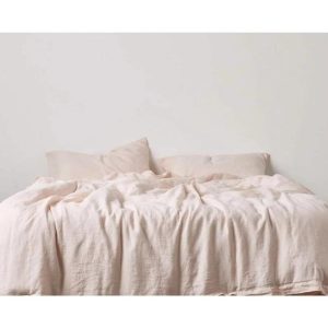 Bedding | 100% Pure Linen Duvet Cover Set – Baby Pink, Twin US Bedding Bedding