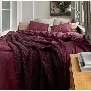 Bedding | 100% Pure Linen Duvet Cover Set – Berry, Twin US Bedding Bedding