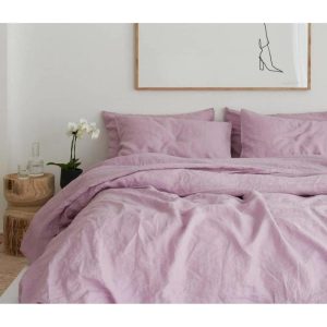 Bedding | 100% Pure Linen Duvet Cover Set – Lilac, Twin US Bedding Bedding