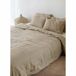 Bedding | 100% Pure Linen Duvet Cover Set – Natural Beige, Twin US Bedding Bedding