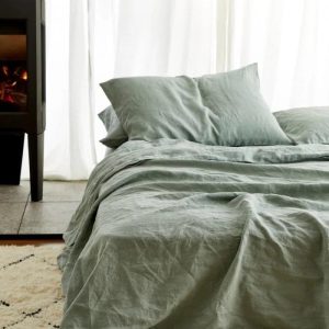 Bedding | 100% Pure Linen Duvet Cover Set – Sage Green, Twin US Bedding Bedding