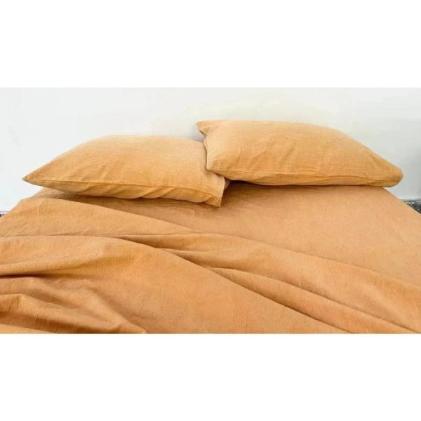 Bedding | 100% Pure Linen Duvet Set – Stone Washed Mustard Yellow, Twin US Bedding Bedding