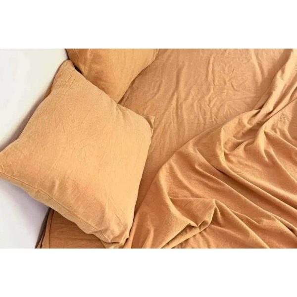 Bedding | 100% Pure Linen Duvet Set – Stone Washed Mustard Yellow, Twin US Bedding Bedding