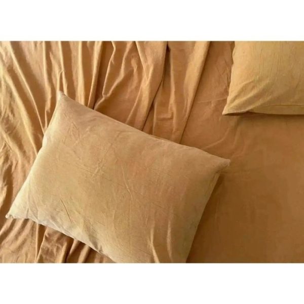 Bedding | 100% Pure Linen Duvet Set – Stone Washed Mustard Yellow, Twin US Bedding Bedding