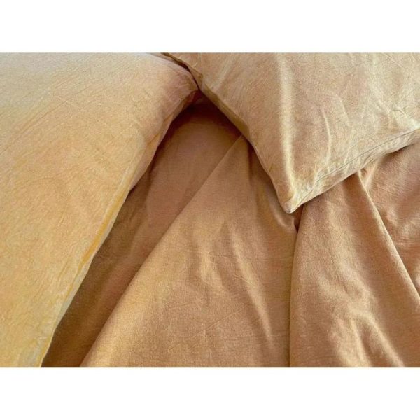 Bedding | 100% Pure Linen Duvet Set – Stone Washed Mustard Yellow, Twin US Bedding Bedding