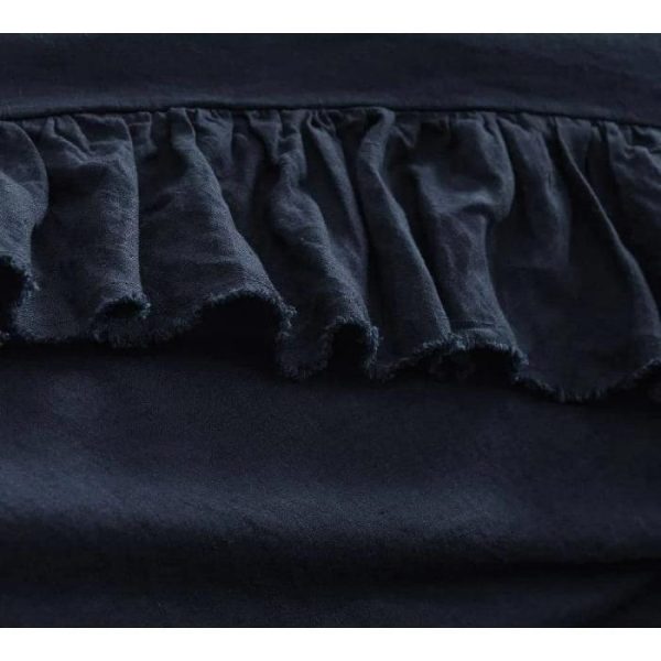 Bedding | 100% Pure Linen Ruffle Duvet Cover Set – Dark Navy Blue, Twin US Bedding Bedding