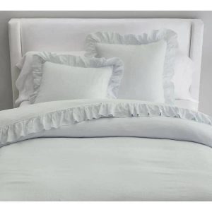 Bedding | 100% Pure Linen Ruffle Duvet Cover Set – Light Blue, Twin US Bedding Bedding