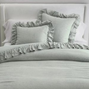 Bedding | 100% Pure Linen Ruffle Duvet Cover Set – Sage Green, Twin US Bedding Bedding