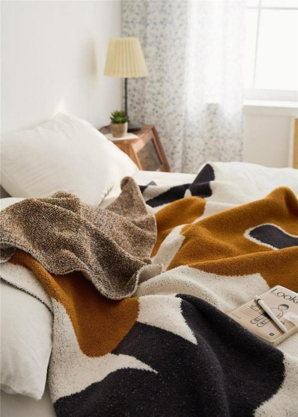 Bedding | Brown Flowers Soft Microfiber Knitted Throw Blanket Bedding Bedding