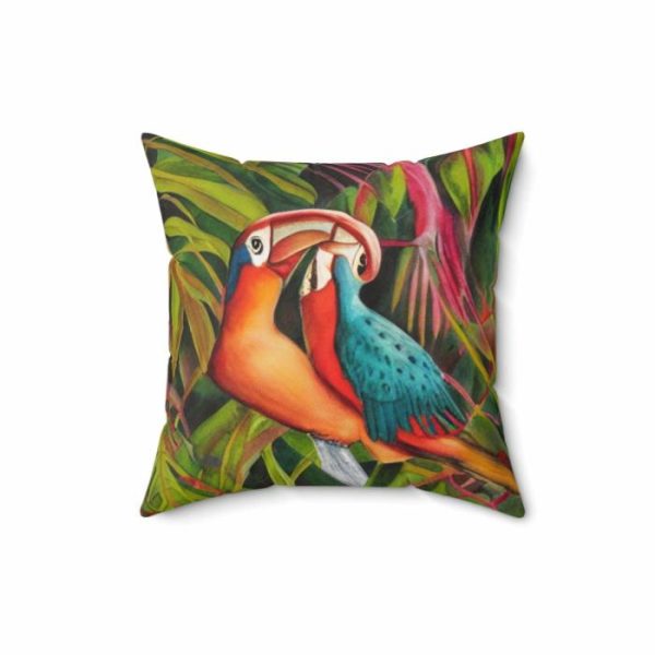 Bedding | Cartoon Parrots In The Tropic Spun Polyester Throw Pillow Bedding Bedding