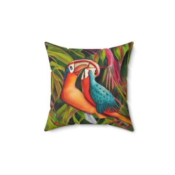 Bedding | Cartoon Parrots In The Tropic Spun Polyester Throw Pillow Bedding Bedding