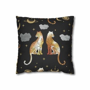 Bedding | Leopard Pair Faux Suede Square Pillow Case, 14" × 14" Bedding Bedding