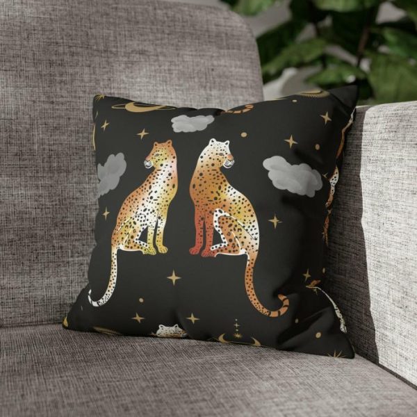 Bedding | Leopard Pair Faux Suede Square Pillow Case, 14" × 14" Bedding Bedding