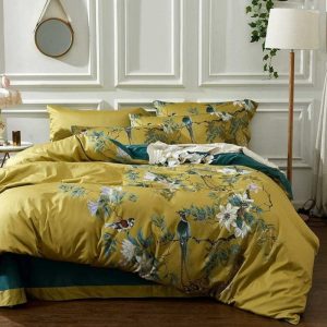 Bedding | Maia Gold Chinoise Duvet Cover Set, Queen Bedding Bedding