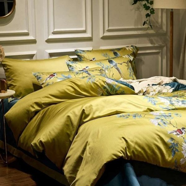 Bedding | Maia Gold Chinoise Duvet Cover Set, Queen Bedding Bedding