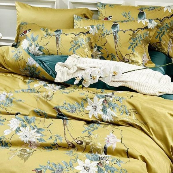 Bedding | Maia Gold Chinoise Duvet Cover Set, Queen Bedding Bedding