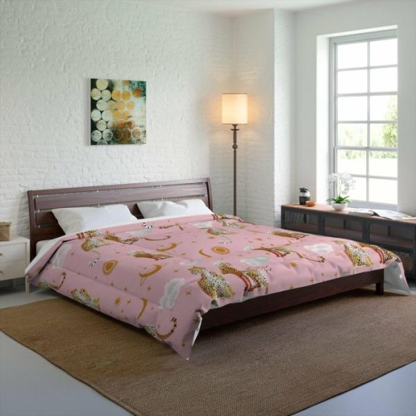 Bedding | Pink Leopard Pair Comforter, 104" × 88" Bedding Bedding