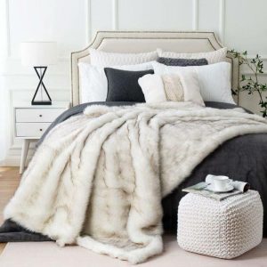 Bedding | Reversible Dense Fox Faux Fur Throw Blanket Bedding Bedding