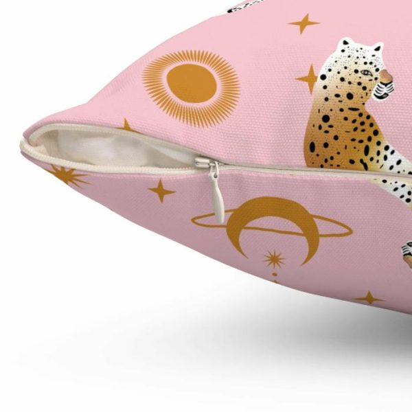 Bedding | Royal Leopard Pair On Pink Spun Polyester Square Pillow Bedding Bedding