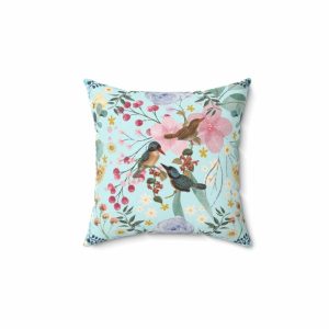 Bedding | Sky Blue Chinoiserie Flower And Birds Throw Pillow Bedding Bedding