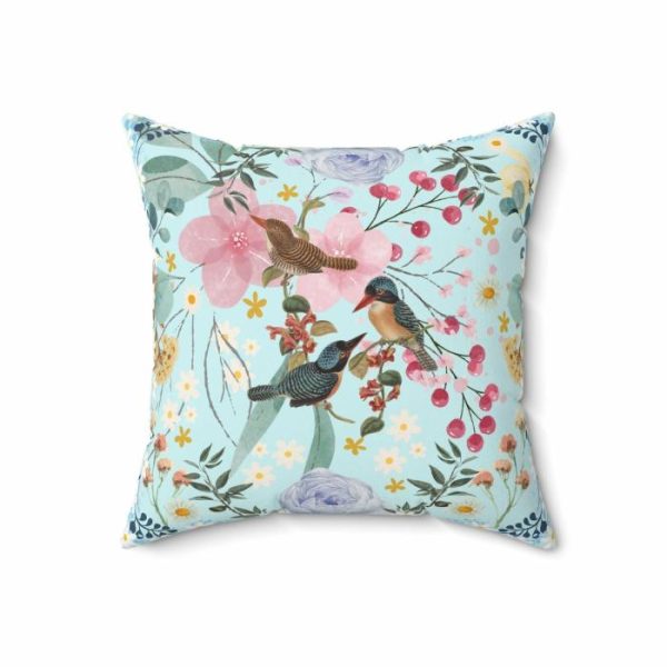 Bedding | Sky Blue Chinoiserie Flower And Birds Throw Pillow Bedding Bedding