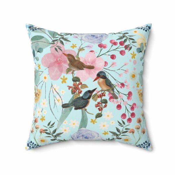 Bedding | Sky Blue Chinoiserie Flower And Birds Throw Pillow Bedding Bedding