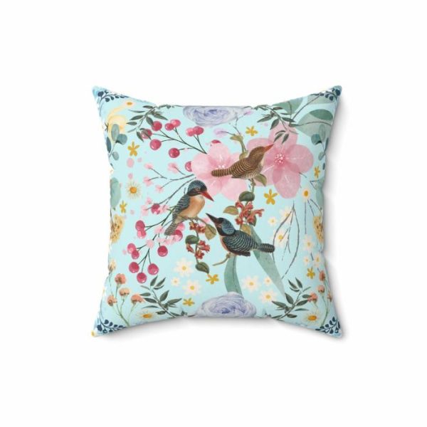 Bedding | Sky Blue Chinoiserie Flower And Birds Throw Pillow Bedding Bedding