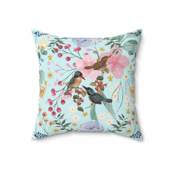 Bedding | Sky Blue Chinoiserie Flower And Birds Throw Pillow Bedding Bedding