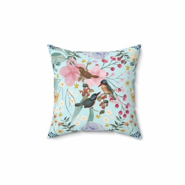 Bedding | Sky Blue Chinoiserie Flower And Birds Throw Pillow Bedding Bedding