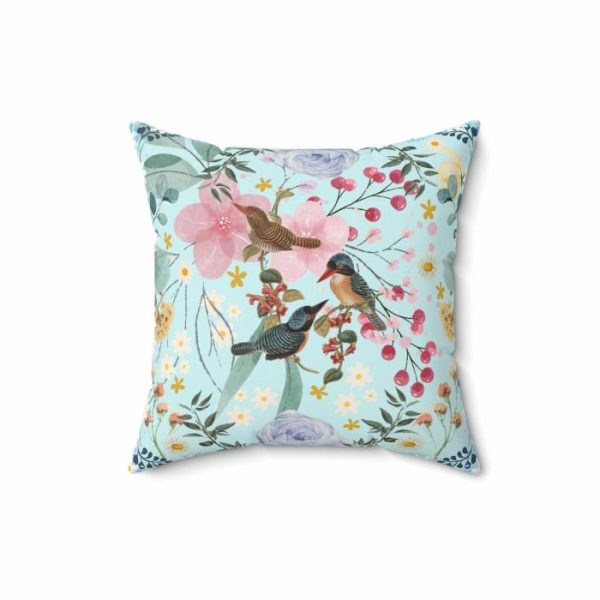 Bedding | Sky Blue Chinoiserie Flower And Birds Throw Pillow Bedding Bedding