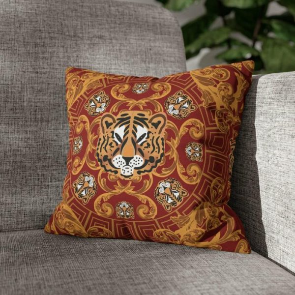 Bedding | Vintage Tiger Square Pillow Case, 14" × 14" Bedding Bedding