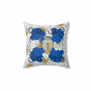 Bedding | White Daisy In Blue Polyester Square Throw Pillow Bedding Bedding