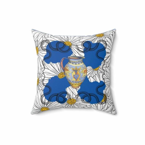 Bedding | White Daisy In Blue Polyester Square Throw Pillow Bedding Bedding