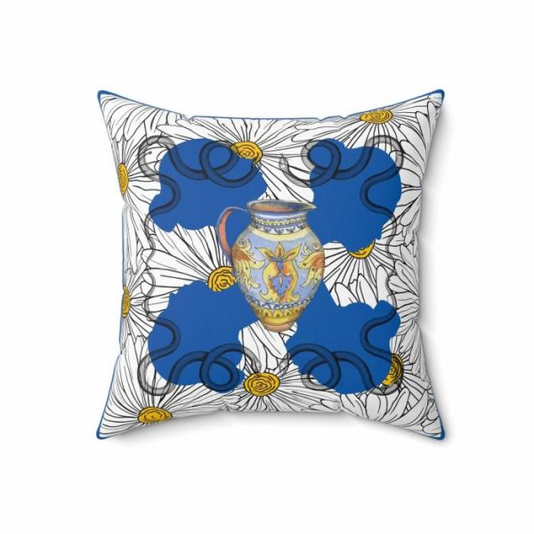 Bedding | White Daisy In Blue Polyester Square Throw Pillow Bedding Bedding