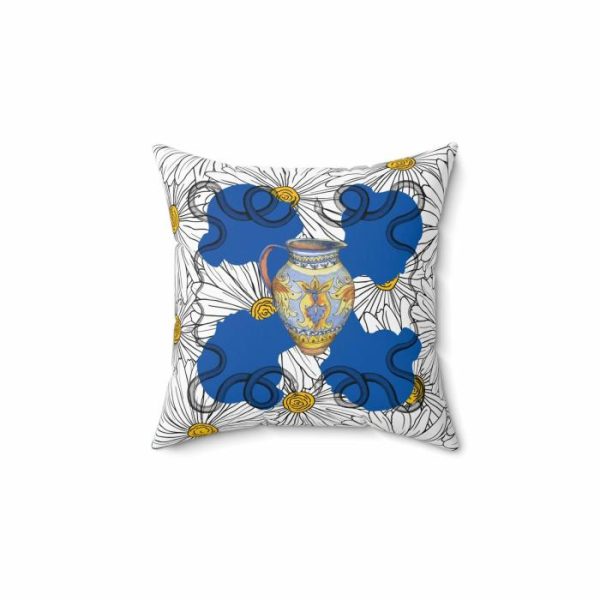 Bedding | White Daisy In Blue Polyester Square Throw Pillow Bedding Bedding