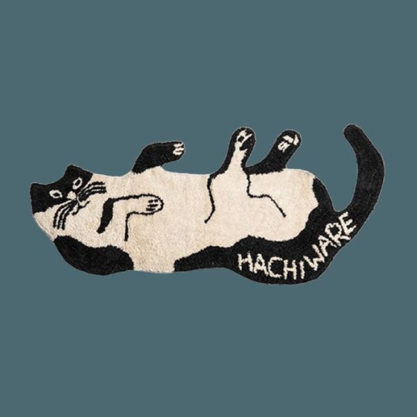 Cotton Rugs | Black And White Cat Shaped Cotton Bath Mat Bath Mats Bath Mats