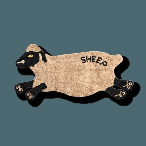 Cotton Rugs | Black Sheep Shaped Cotton Rug Bath Mats Bath Mats