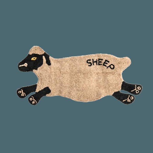 Cotton Rugs | Black Sheep Shaped Cotton Rug Bath Mats Bath Mats