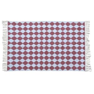 Cotton Rugs | Checkers Vegetable Dyed Indian Dhurrie Reversible Cotton Rug – Red, 2′ x 3′ Cotton Rugs Cotton Rugs