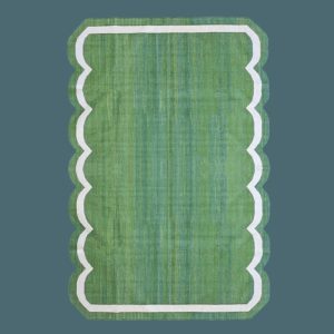 Cotton Rugs | Classic Green Scallop Cotton Rug, 2′ x 3′ Cotton Rugs Cotton Rugs