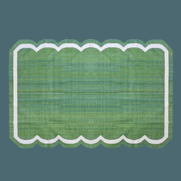 Cotton Rugs | Classic Green Scallop Cotton Rug, 2′ x 3′ Cotton Rugs Cotton Rugs