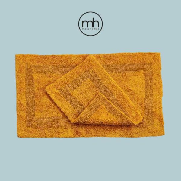 Cotton Rugs | Classic Reversible Cotton Bath Mat Set – Mustard, Pack of 2 – M/25" x 40" Bath Mats Bath Mats