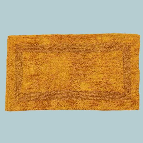 Cotton Rugs | Classic Reversible Cotton Bath Mat Set – Mustard, Pack of 2 – M/25" x 40" Bath Mats Bath Mats