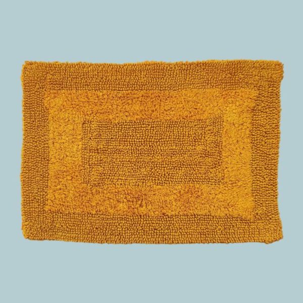 Cotton Rugs | Classic Reversible Cotton Bath Mat Set – Mustard, Pack of 2 – M/25" x 40" Bath Mats Bath Mats