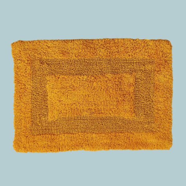 Cotton Rugs | Classic Reversible Cotton Bath Mat Set – Mustard, Pack of 2 – M/25" x 40" Bath Mats Bath Mats